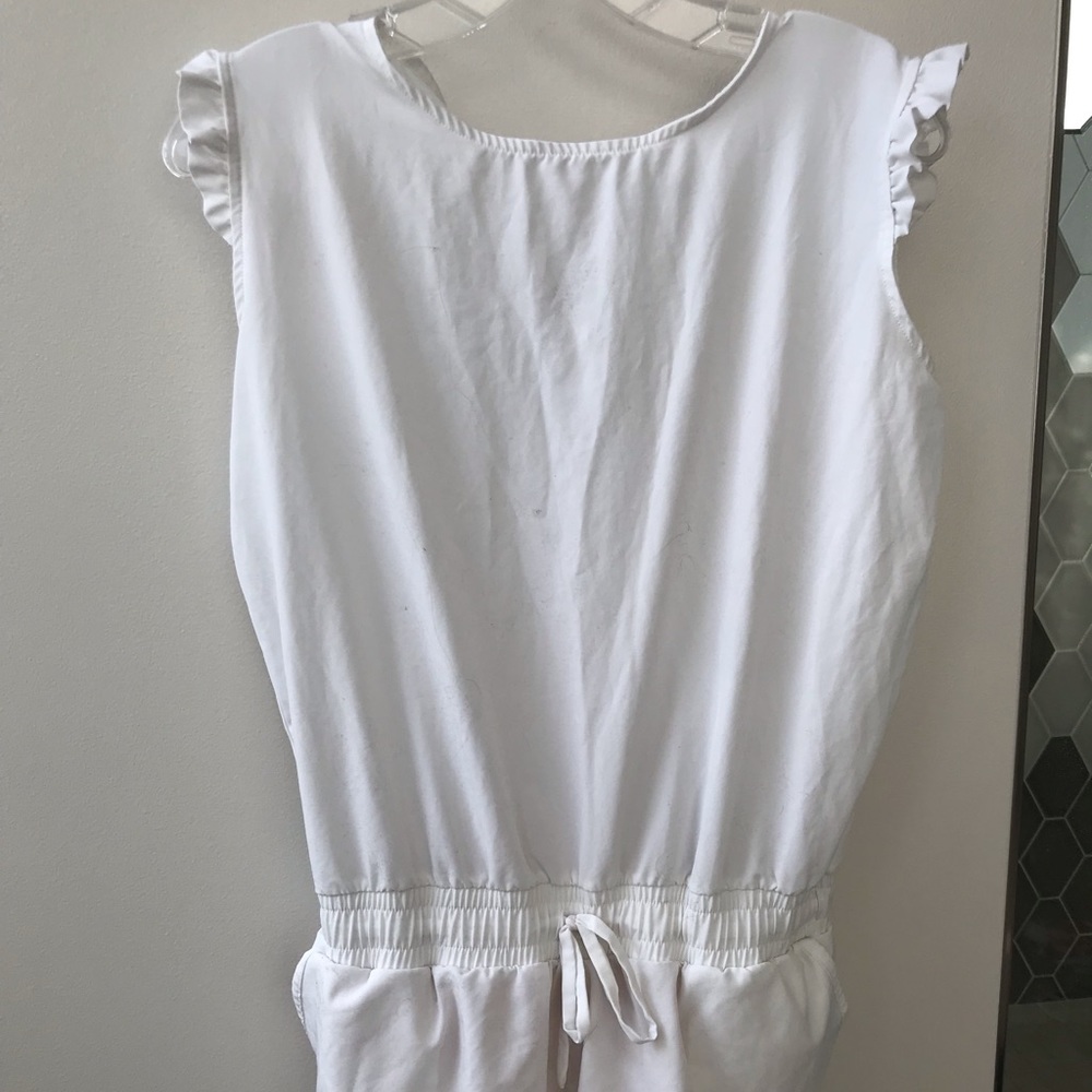 Albion Fit white ruffle romper/jumpsuit